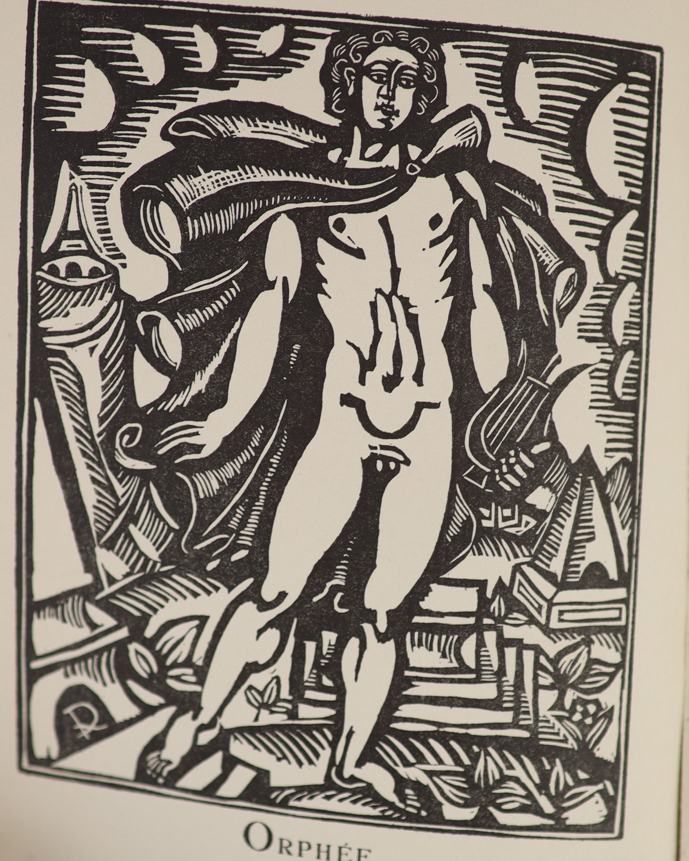 Apollinaire, Guillaume - Le Bestiaire ou cortège d’Orphee, one of 1250, illustrated with 32 wood engravings by Raoul Dufy, original yellow wraps, Paris, 1919